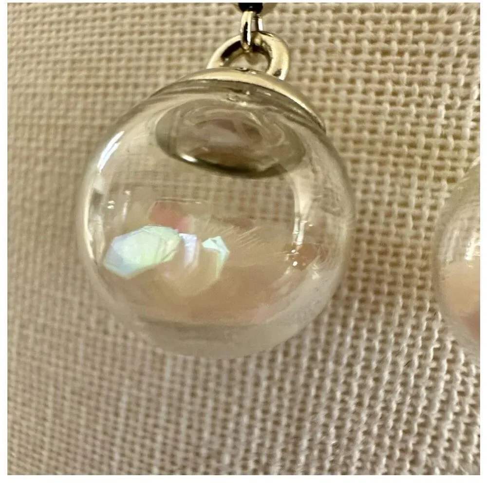 Silver tone glass confetti earrings